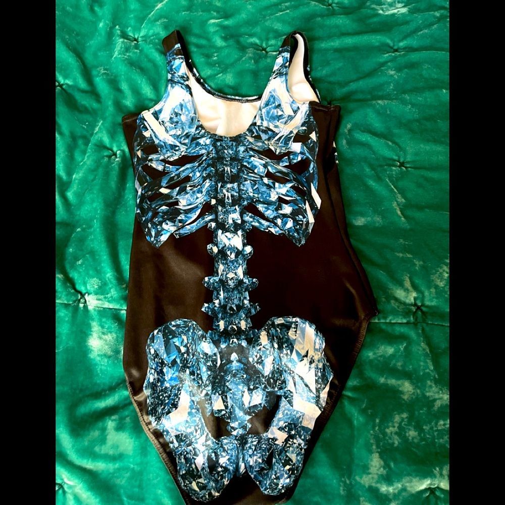 Badinka Crystal Skeleton Festival Bodysuit: Swimsuit X-Small